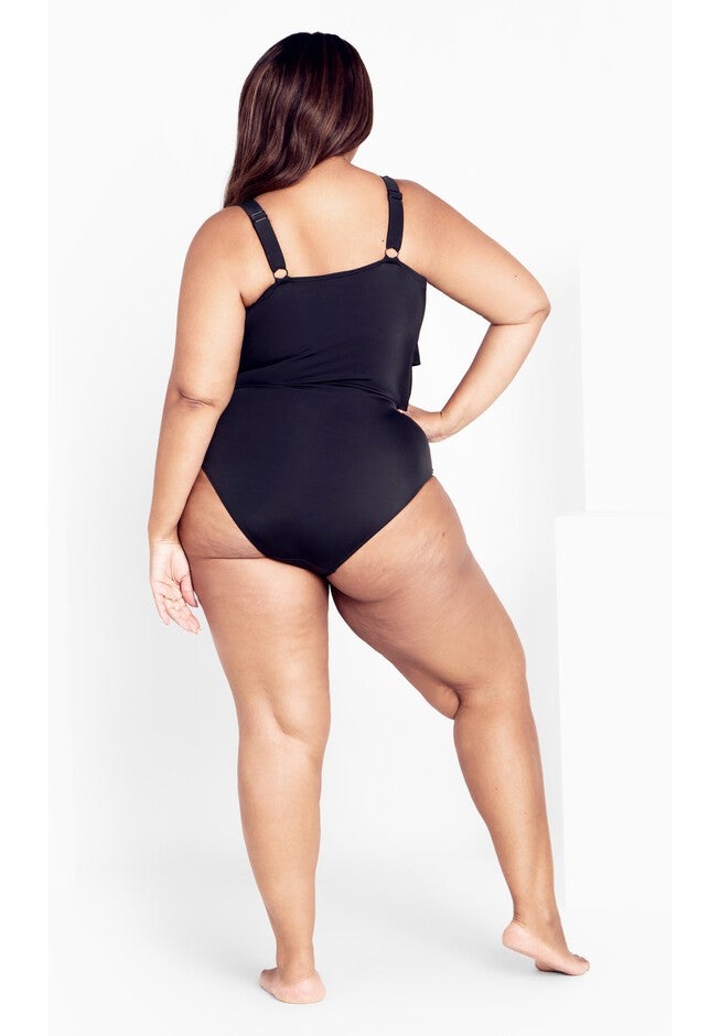 Pia V-Tiered 1 Piece, BLACK, on-hover image number null