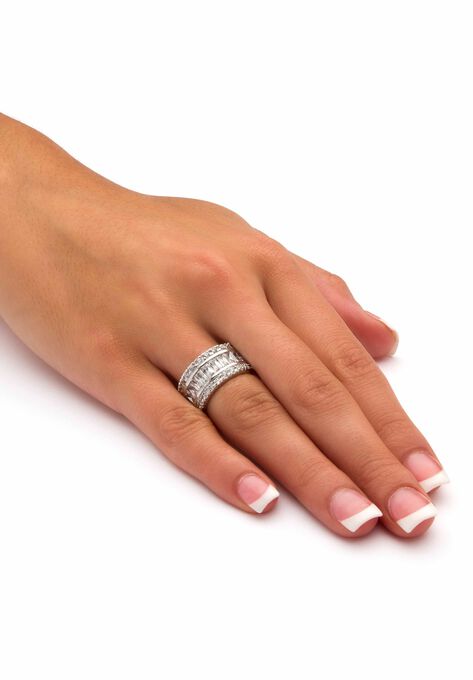 Platinum-Plated Eternity Bridal Ring Cubic Zirconia (9 1/3 cttw TDW), , alternate image number null