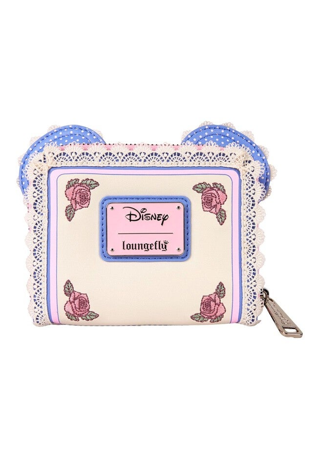 Loungefly x Disney Minnie Mouse Floral and Lace Zip Around Wallet, BLUE, on-hover image number null