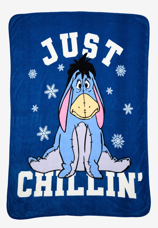 Disney Eeyore Plush Blanket 46 inches X 60 inches Just Chillin Blue, BLUE, hi-res image number null