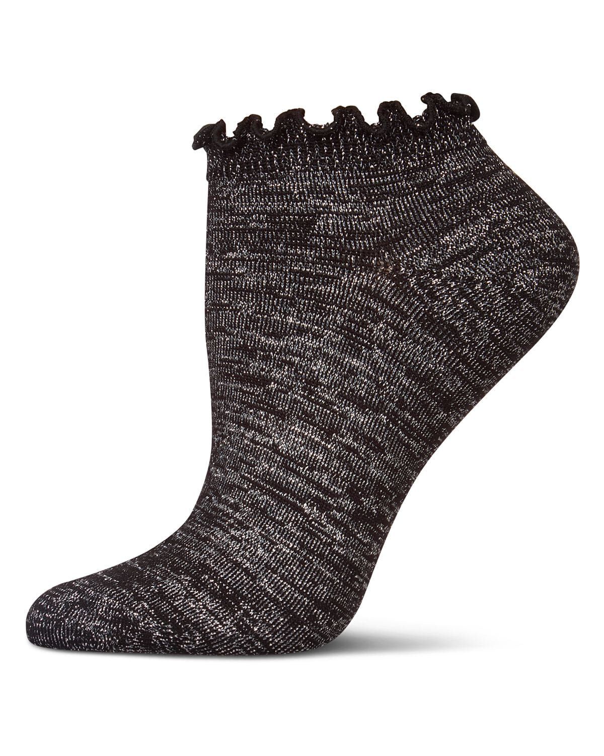 Women&#39;s Lurex Bamboo Shortie Socks, BLACK, hi-res image number 0