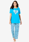 Graphic Tee PJ Set , POOL BLUE ANIMAL HEARTS, hi-res image number null