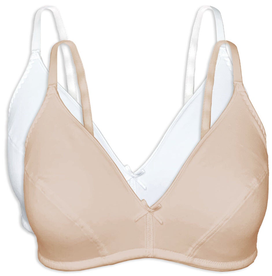 Bestform Cotton Wireless Bra with Lightly Lined Cups 2-Pack - 5006255, WHITE NUDE BLACK, hi-res image number 0
