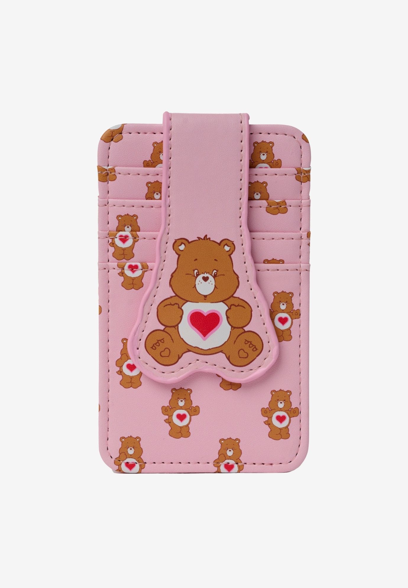 Womens Care Bears Card Holder Wallet Button Snap Closure Tenderheart, PINK, hi-res image number 0