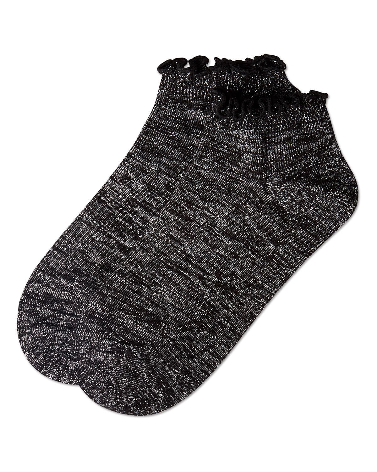 Women&#39;s Lurex Bamboo Shortie Socks, BLACK, alternate image number 2