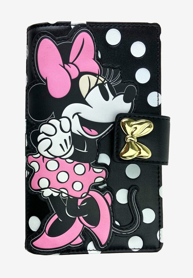 Loungefly X Disney Minnie Mouse Snap Flap Wallet Black Pink Polka Dots, BLACK, hi-res image number null