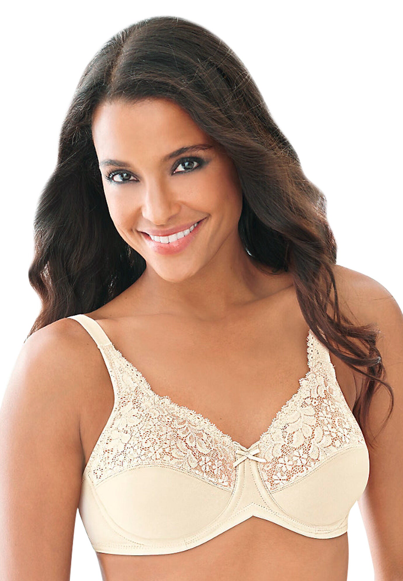 Lilyette Lace-Trim Tailored Minimizer&reg; Bra LY0428, IVORY, hi-res image number 0
