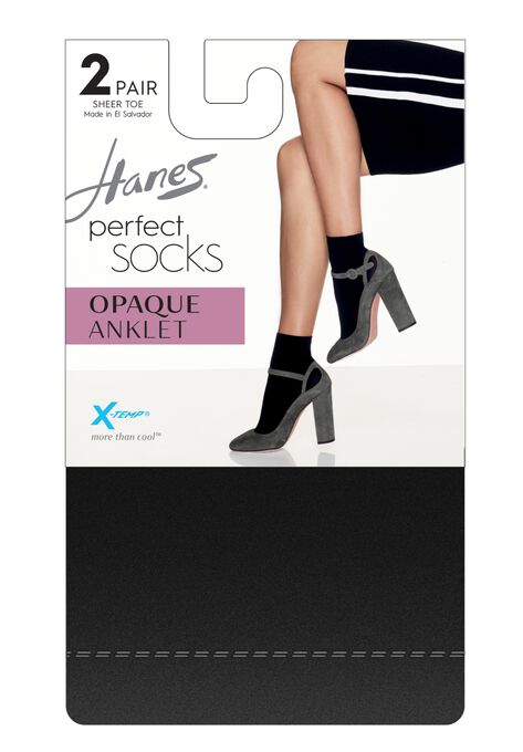 Perfect Socks Opaque Anklet P2 ST, BLACK, hi-res image number null