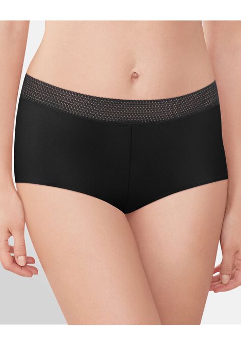 Microfiber and Lace Boyshort , BLACK, hi-res image number null