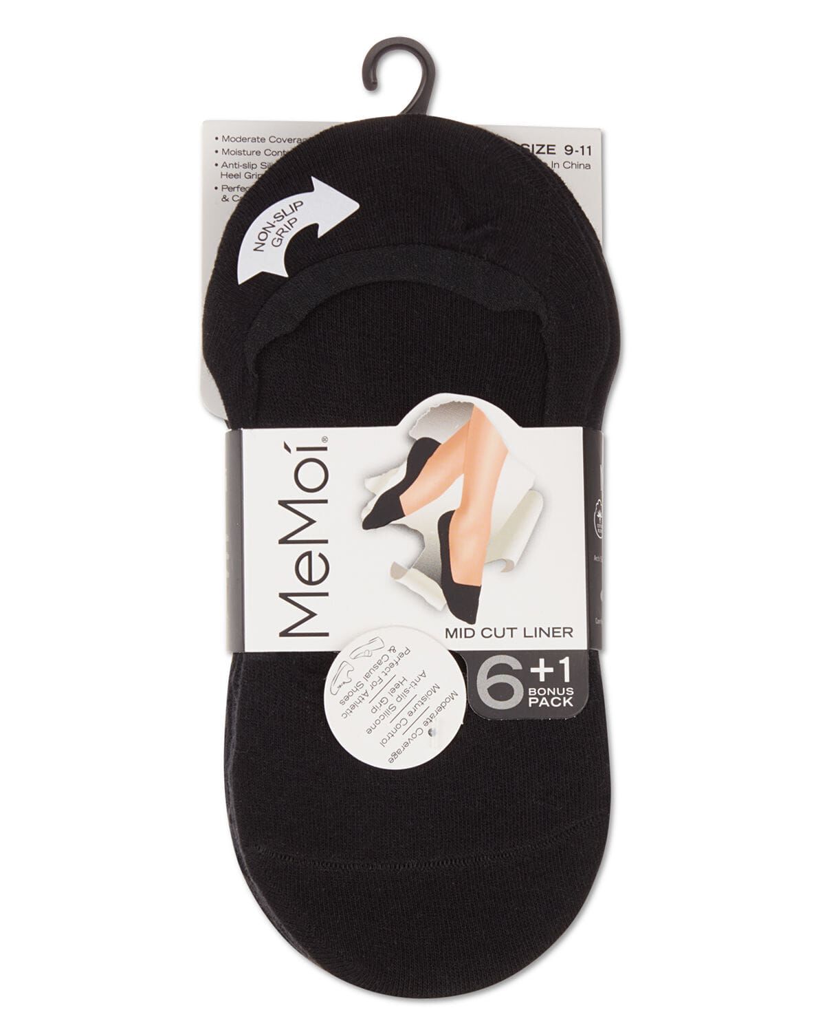 Mid-Cut Liner Cotton Blend Sock 7-Pack, BLACK, alternate image number 2