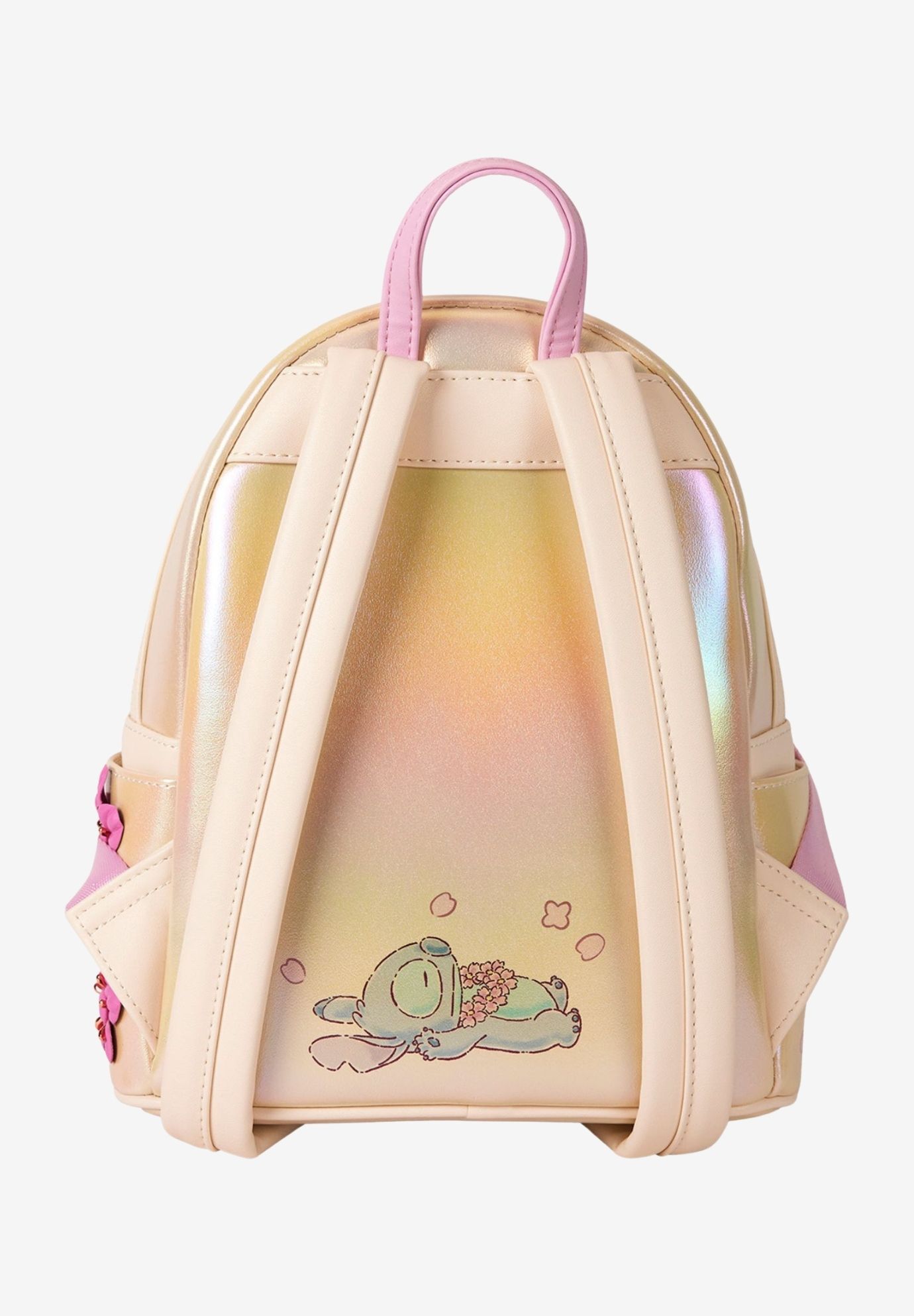Loungefly Disney Stitch & Angel Mini Backpack Heart Floral Love, BEIGE, on-hover image number 1