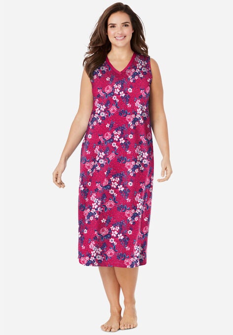Long Sleeveless Sleepshirt , STRAWBERRY ROSE, hi-res image number null