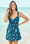 Soft Wire Sweetheart Swim Dress, SHELL TIE DYE, hi-res image number null