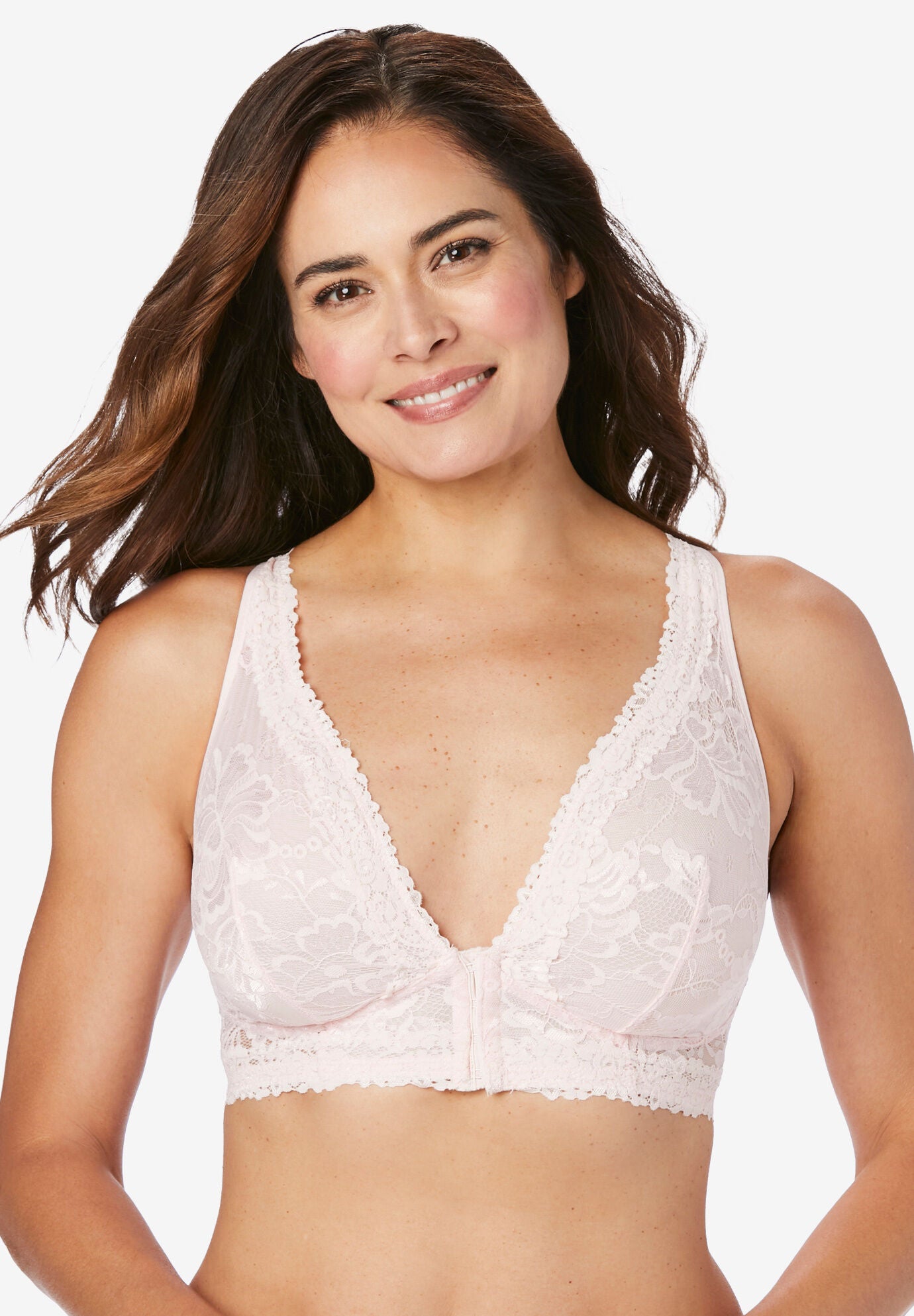 The Nola Lace Wirefree Front Closure Bralette , PEARL PINK, hi-res image number 0