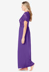 Long Lace Top Stretch Knit Gown, , alternate image number null