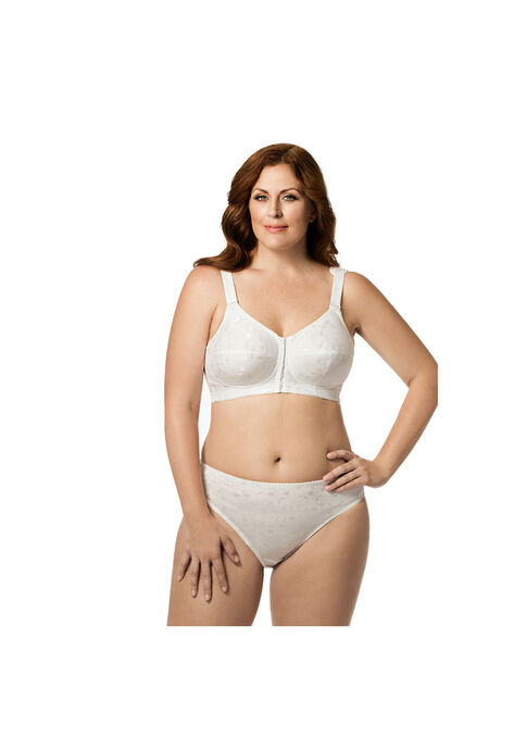 Jacquard Front-Close Wireless Bra, WHITE, hi-res image number null