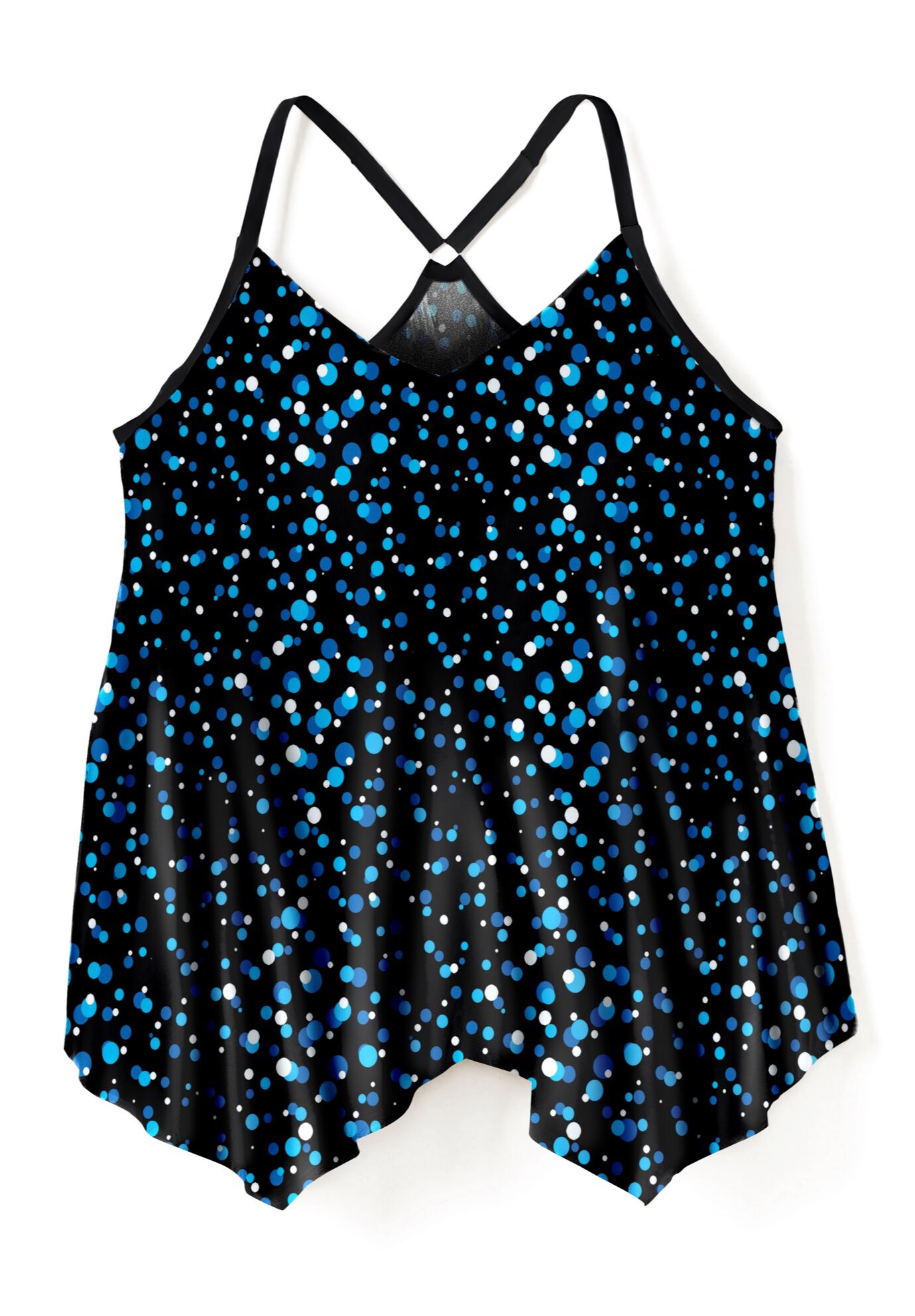 Longer-Length Mesh Tankini Top, WATER DROPLET, alternate image number 3