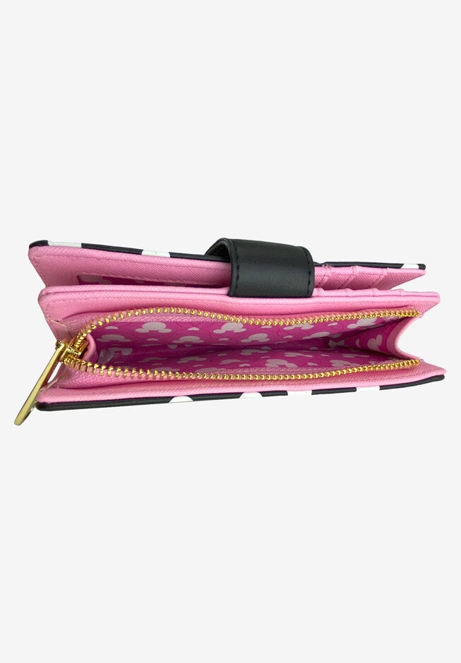 Loungefly X Disney Minnie Mouse Snap Flap Wallet Black Pink Polka Dots, , alternate image number null