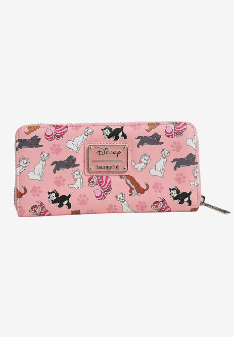Loungefly x Disney Women's Zip Around Wallet Cats Cheshire Duchess, PINK, hi-res image number null
