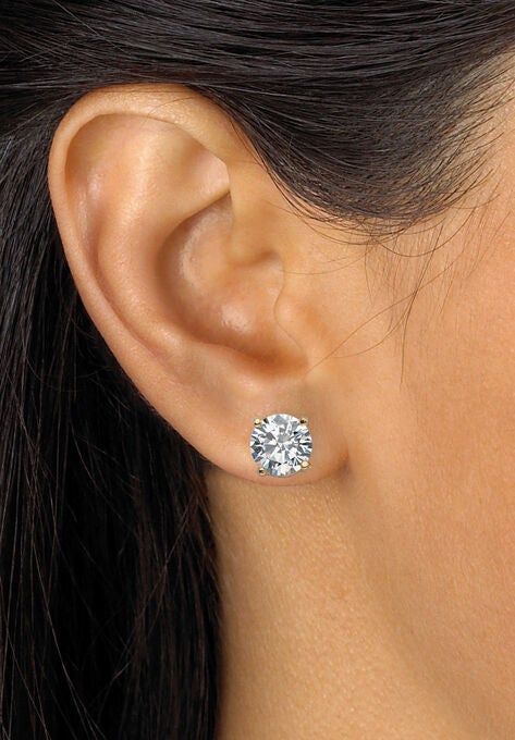 Tri Tone Gold Ion Plated Stainless Hoop & Cz Stud Earring Set (50Mm) (4 Cttw) Jewelry, , alternate image number null