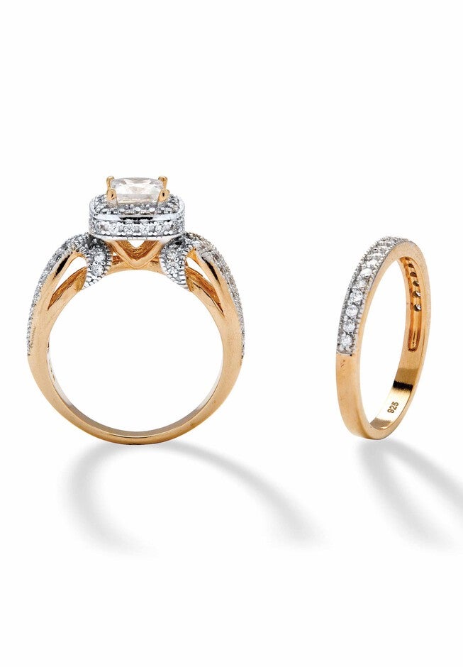 Gold over Silver Bridal Ring Set Cubic Zirconia (1 3/4 cttw TDW), , on-hover image number 1