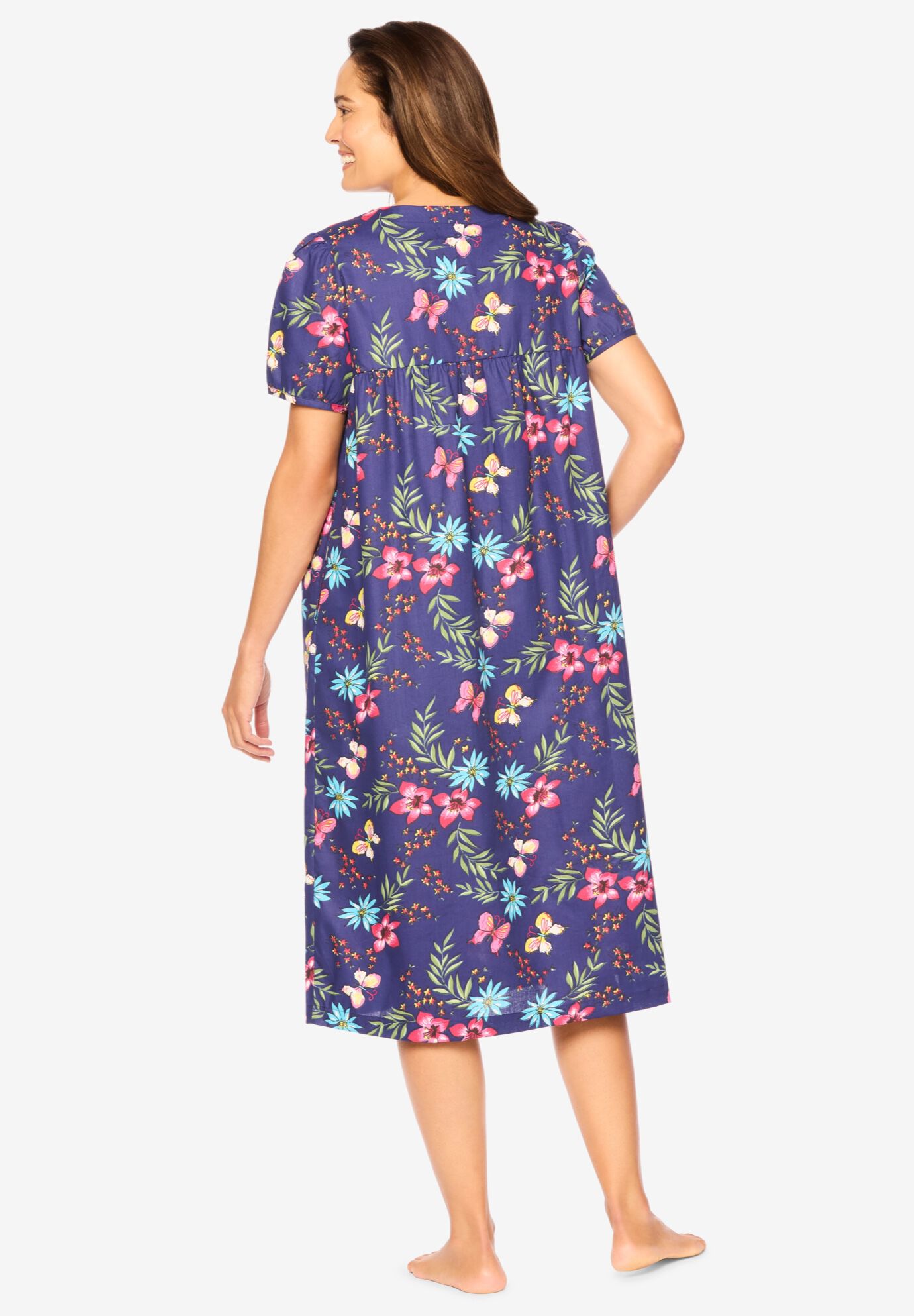 Short Print Shirred Lounger, DARK NAVY BUTTERFLY, on-hover image number 1