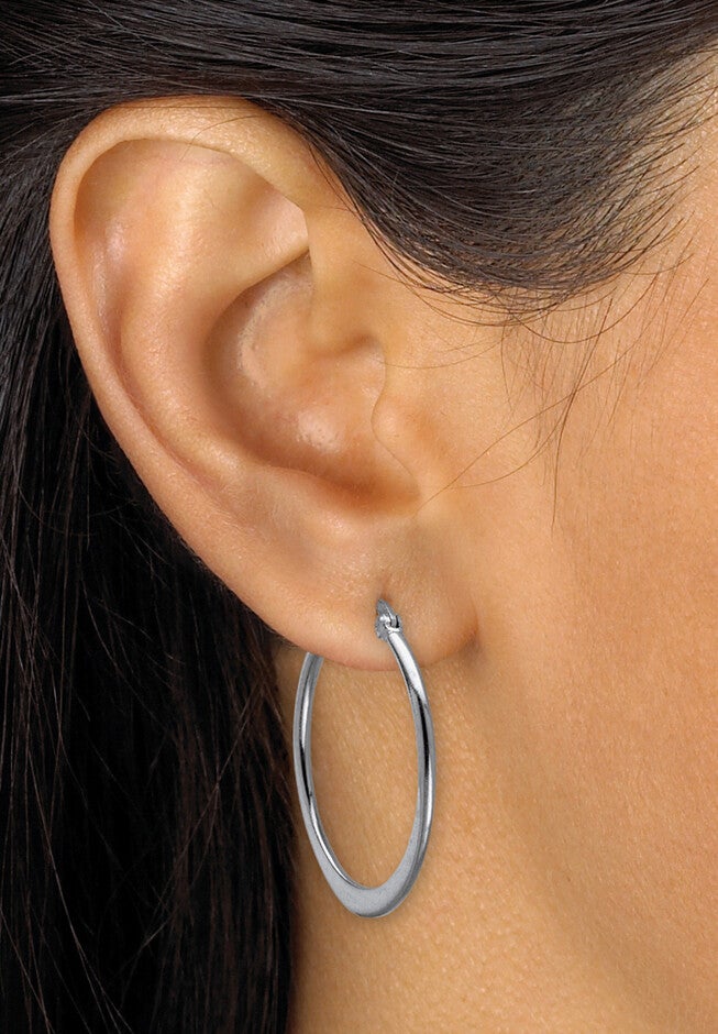 Sterling Silver Diamond Cut 3 Pair Hoop Earrings Set (33Mm), , alternate image number null