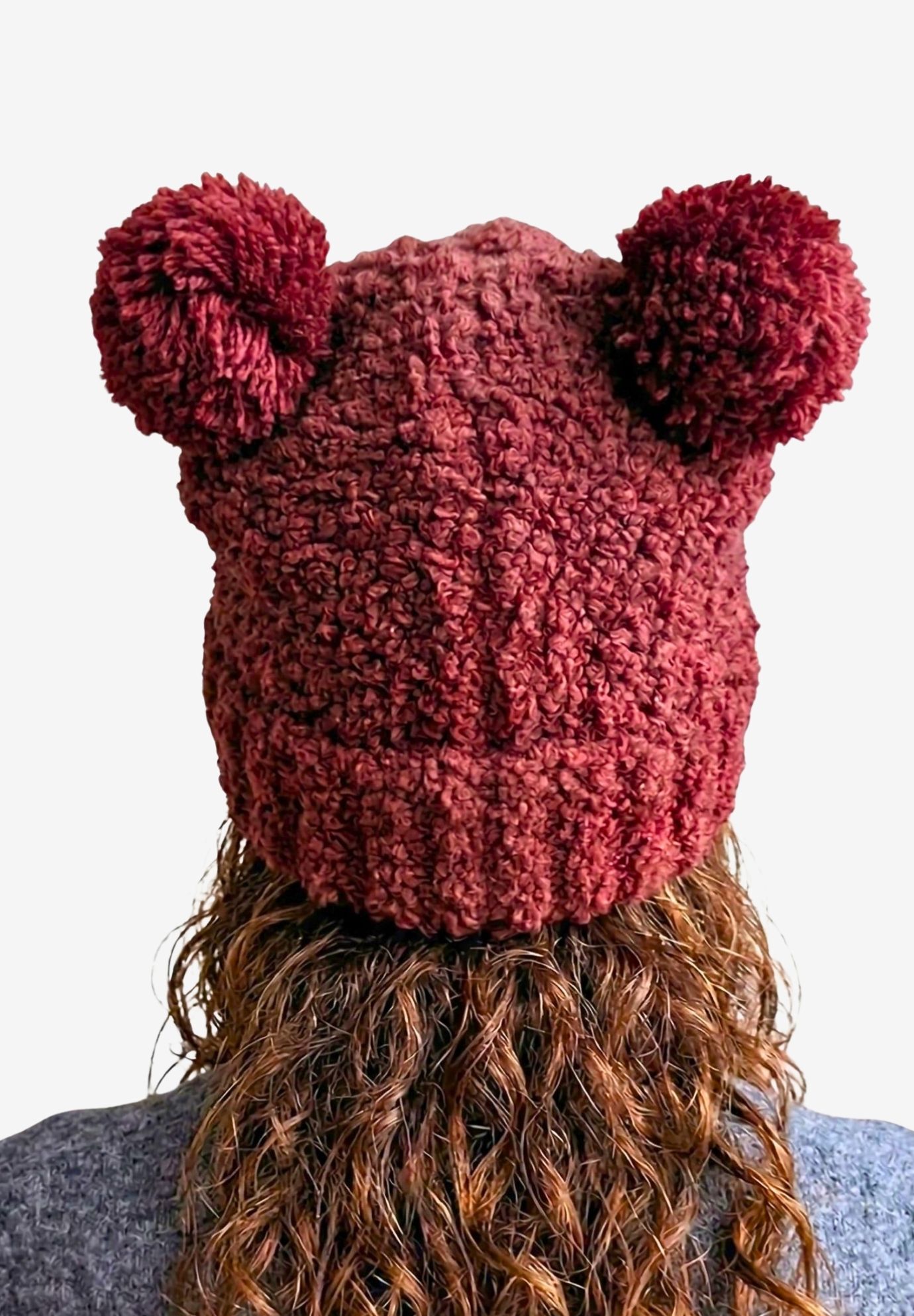 Disney Minnie Mouse Double Pom Beanie Fuzzy Knit Winter Hat, RED, alternate image number 3