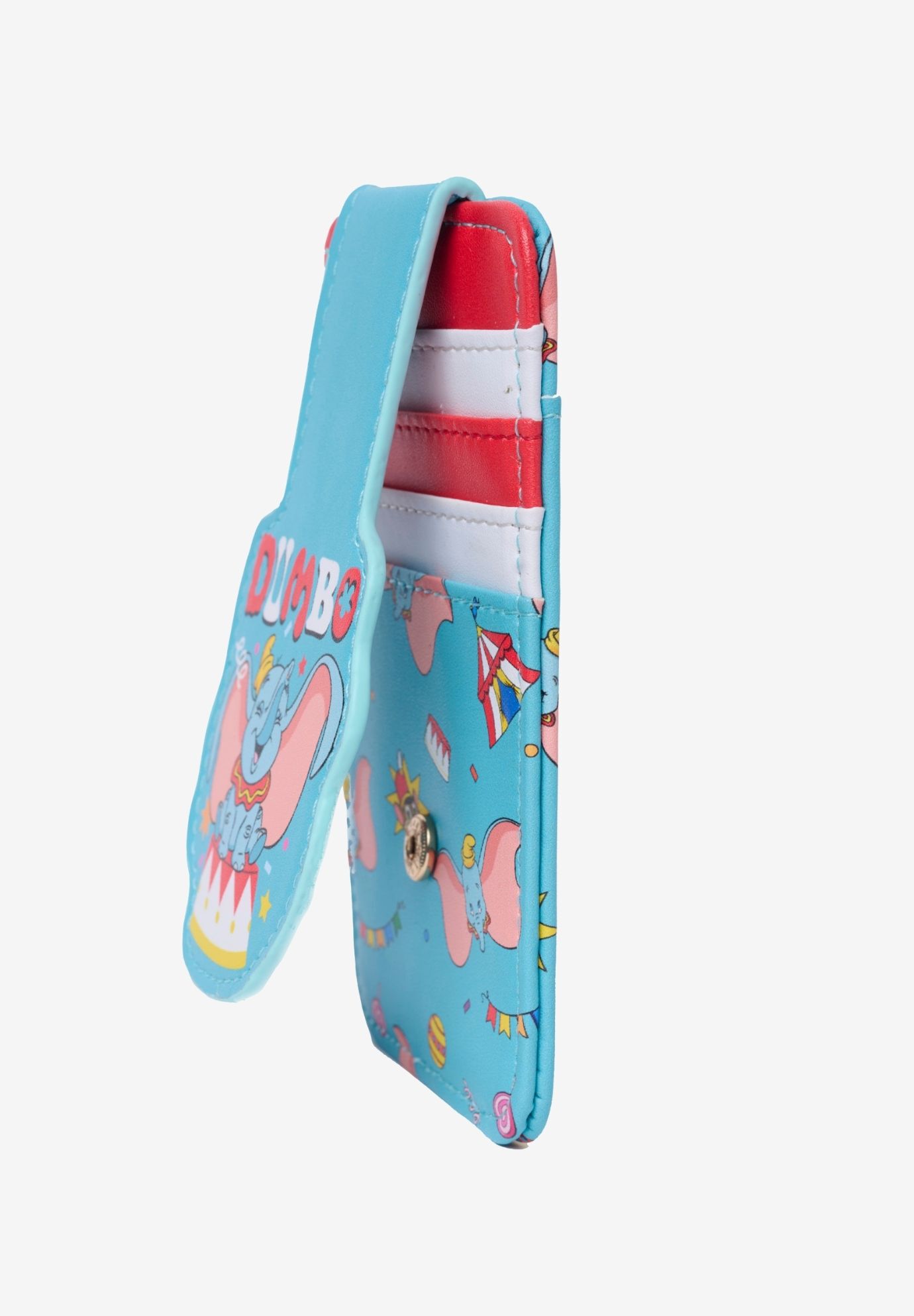Disney Dumbo Snap Card Holder Wallet Circus Striped Faux Leather Blue Red, BLUE, alternate image number 2