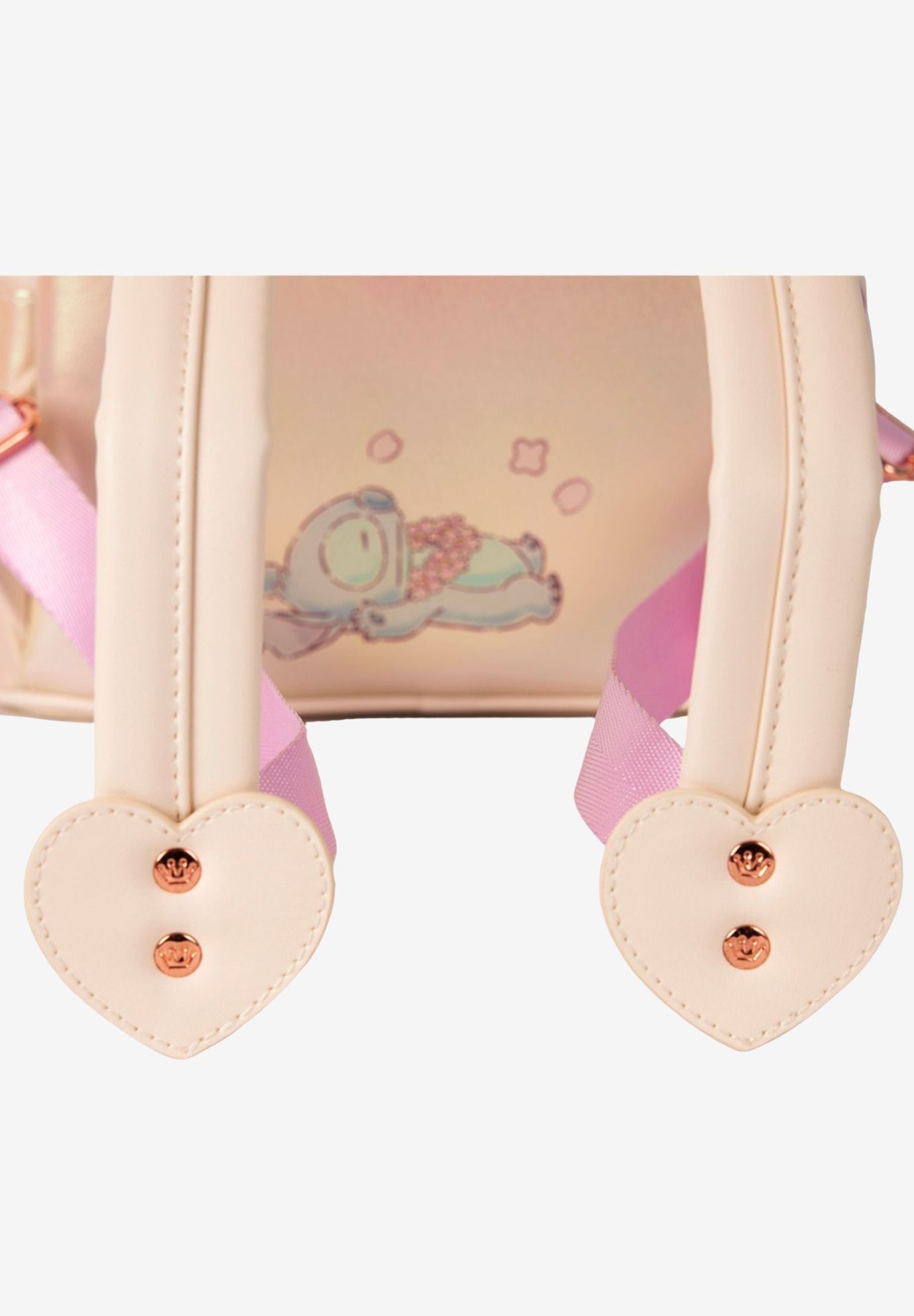 Loungefly Disney Stitch & Angel Mini Backpack Heart Floral Love, BEIGE, alternate image number 3