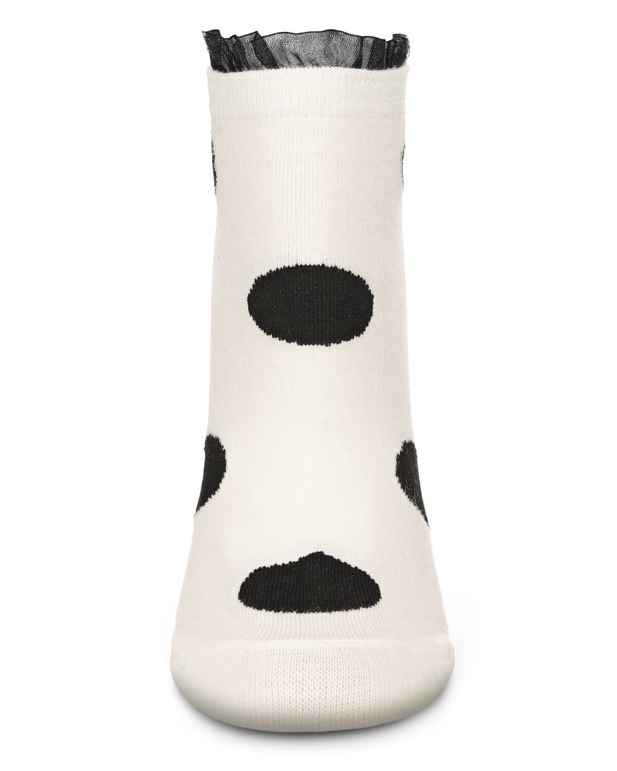 Women's Ruffle Polka Dot Cotton Blend Low-Cut Socks, IVORY, alternate image number 1