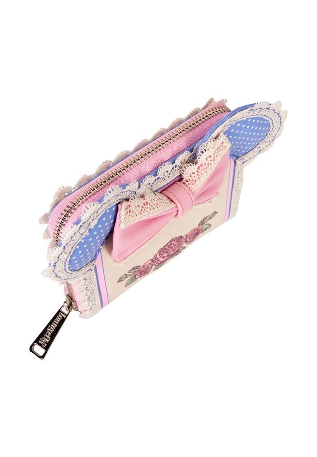 Loungefly x Disney Minnie Mouse Floral and Lace Zip Around Wallet, BLUE, alternate image number null