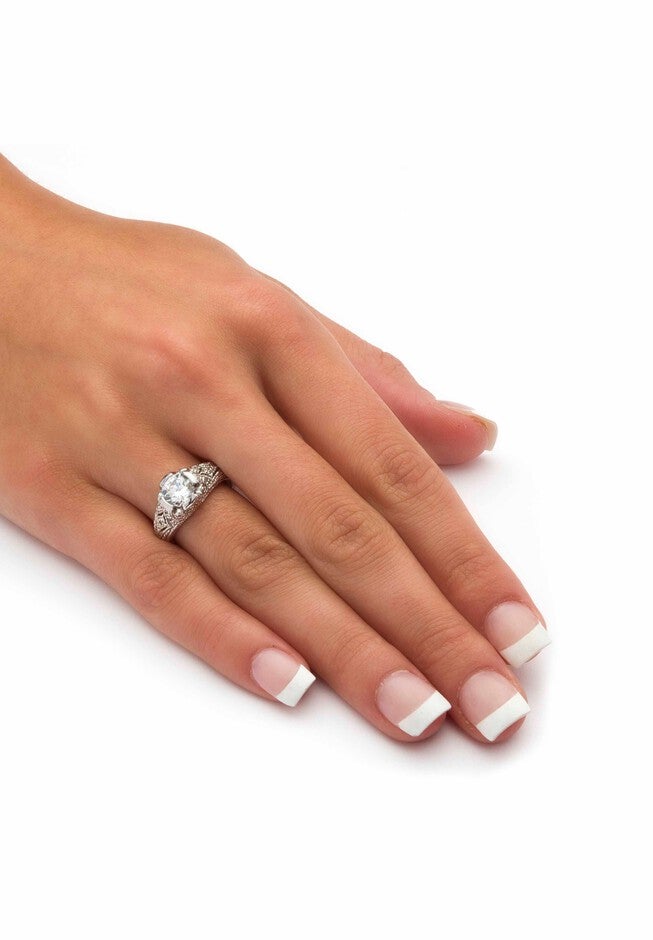 Silver Vintage Style Engagement Anniversary Ring Cubic Zirconia, , alternate image number 2