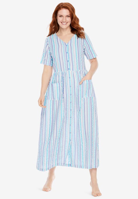 Long Seersucker Lounger, BLUE STRIPE, hi-res image number null