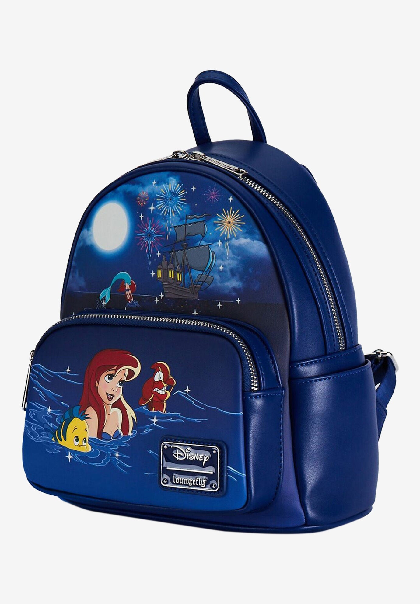 Loungefly X Disney Little Mermaid Ariel Mini Backpack Handbag Fireworks Navy, , on-hover image number 1