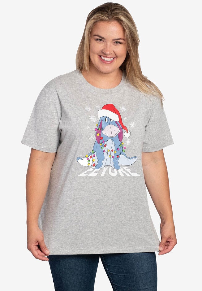 Disney Eeyore Christmas T-Shirt Holiday Gray, GRAY, hi-res image number null