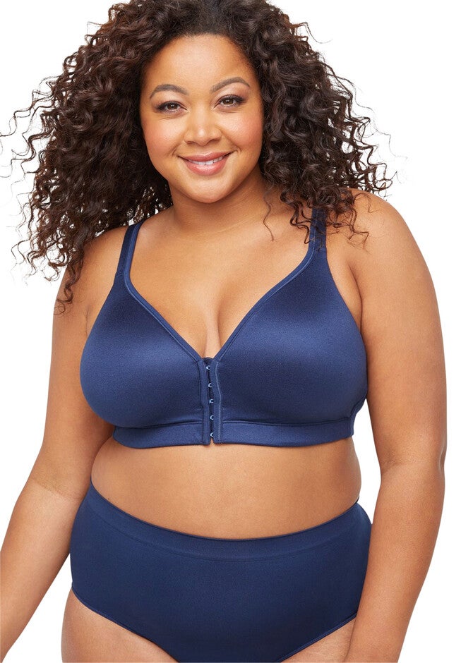 Full-Coverage Smooth Front-Close No-Wire Bra, MARINER NAVY, hi-res image number 0