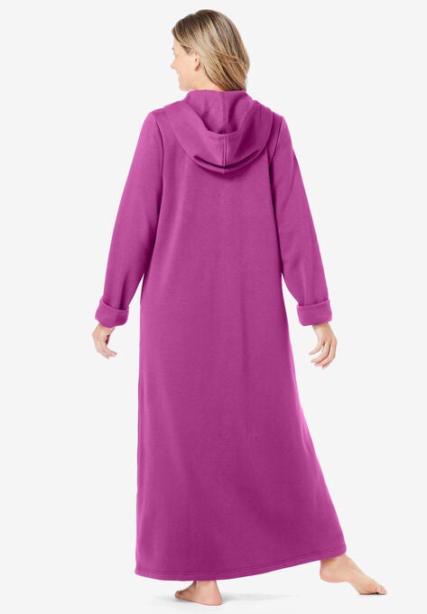 Long Hooded Fleece Sweatshirt Robe, , on-hover image number null
