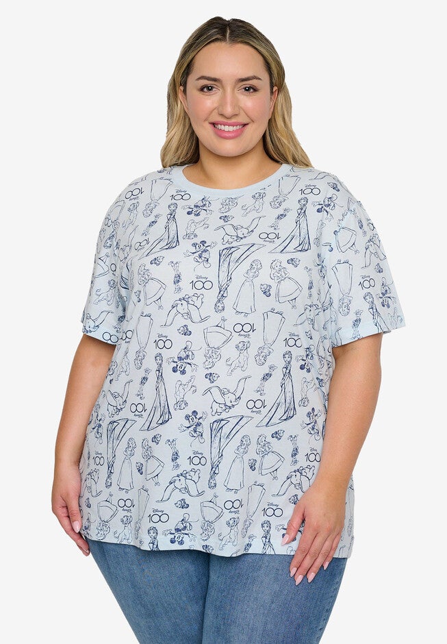 Disney 100 Characters All-Over Print T-Shirt Light Blue, BLUE, hi-res image number null