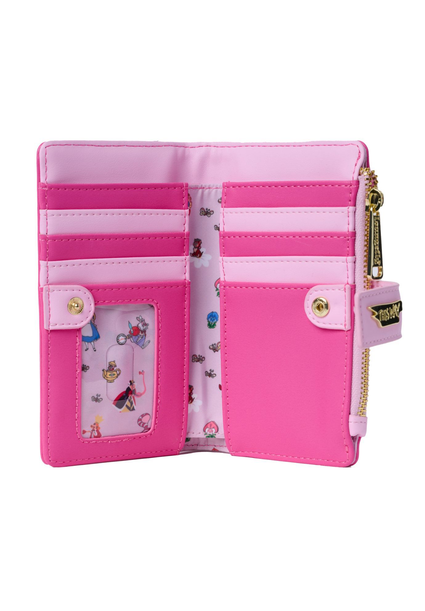 Loungefly x Disney Cheshire Cat Snap Wallet Alice in Wonderland Pink, PINK, alternate image number 2