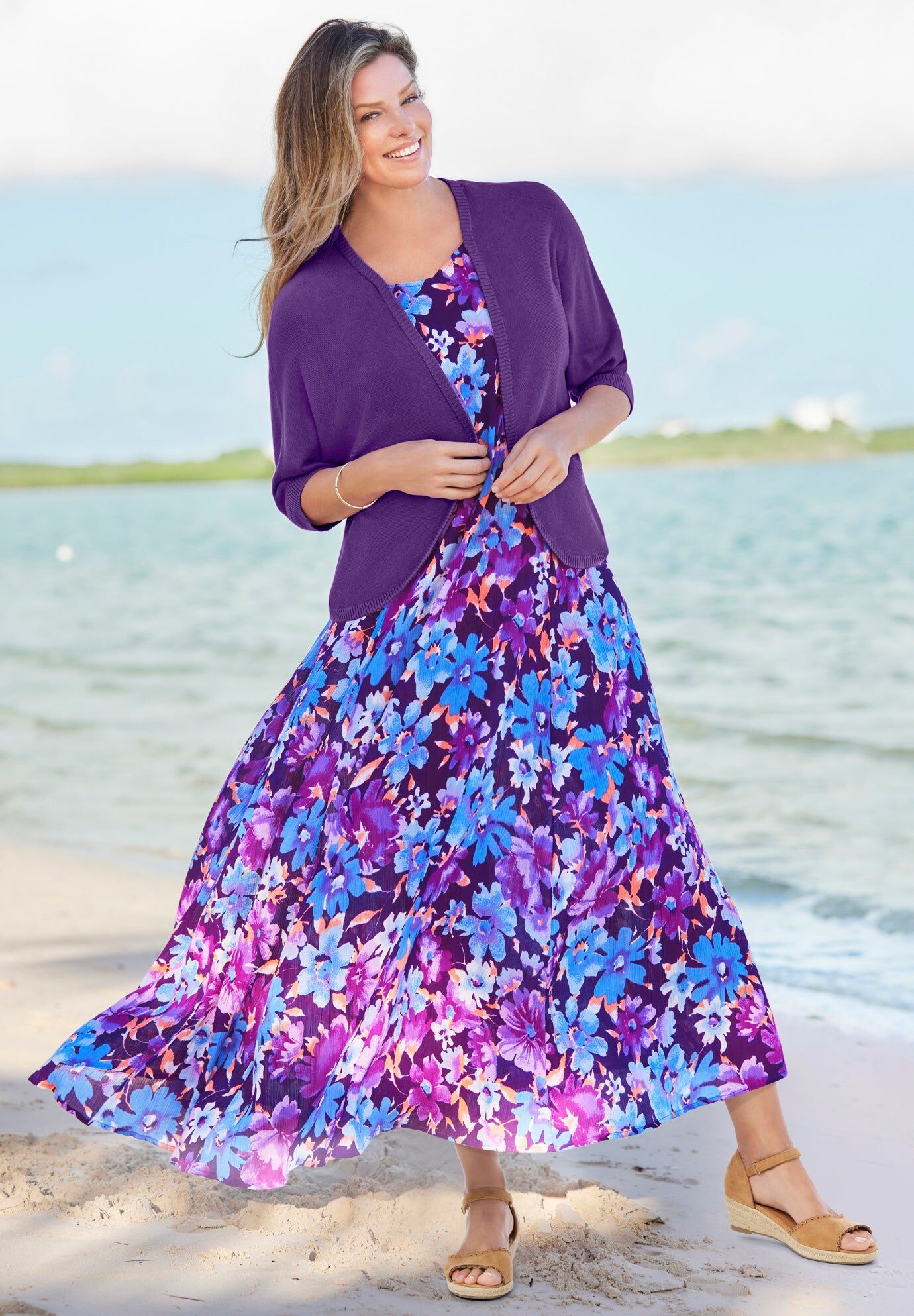 Short-Sleeve Crinkle Dress