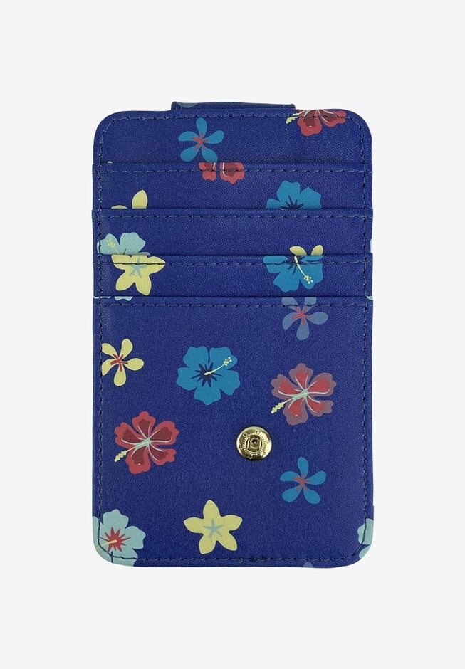 Disney Stitch Card Holder Wallet Hawaiian Flowers Button Snap Closure, , alternate image number null