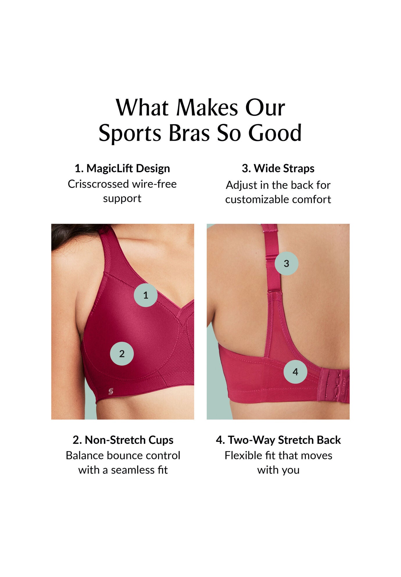 Glamorise MagicLift Seamless Sports Wirefree Bra 1006 (Women's & Women's Plus), , alternate image number 3