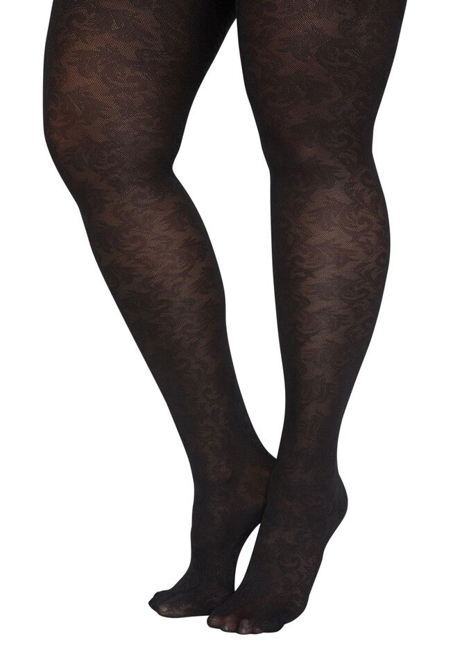 Lace Opaque Tights, BLACK, hi-res image number null