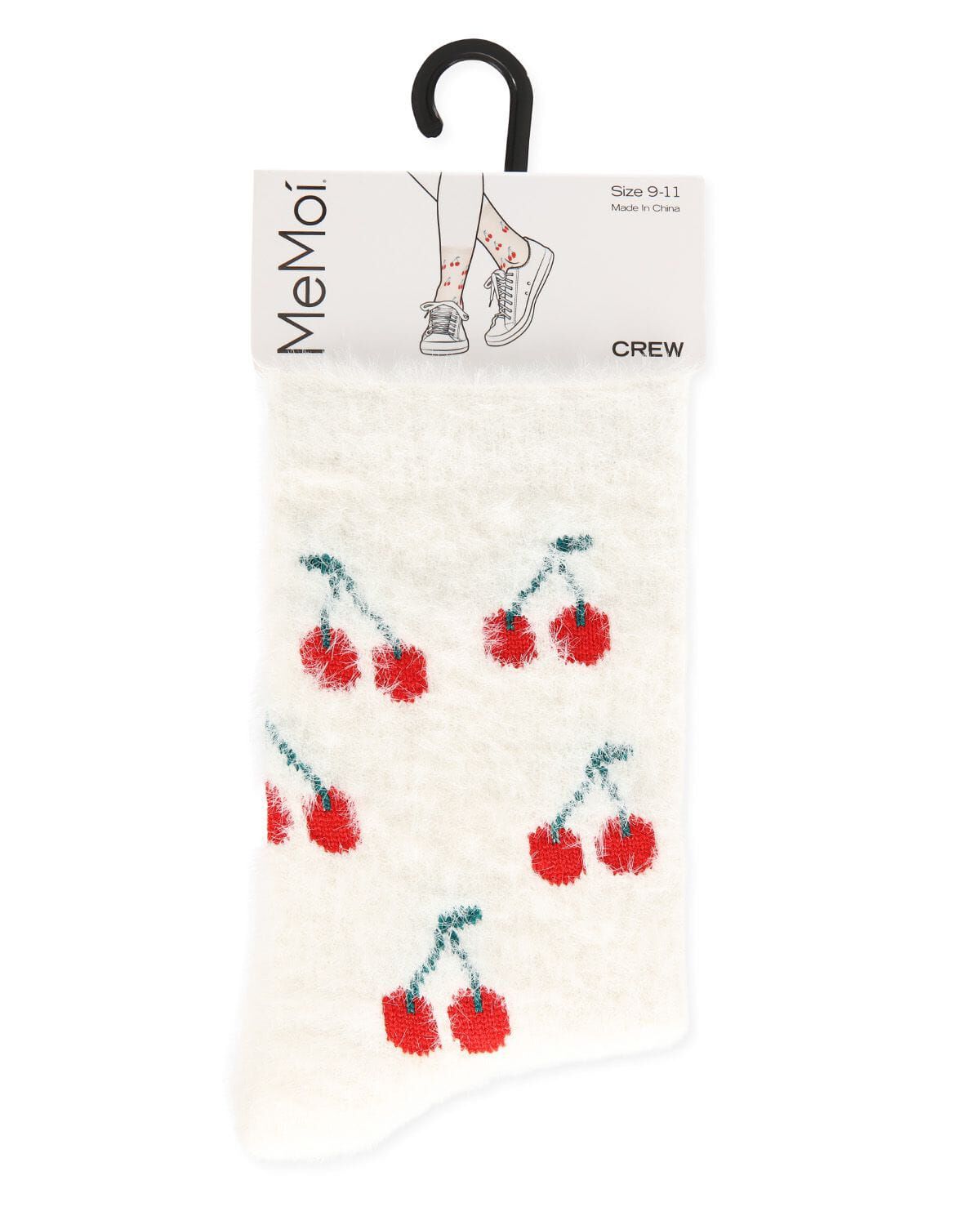 Women&#39;s Cherries Cozy Crew Socks, IVORY, alternate image number 3