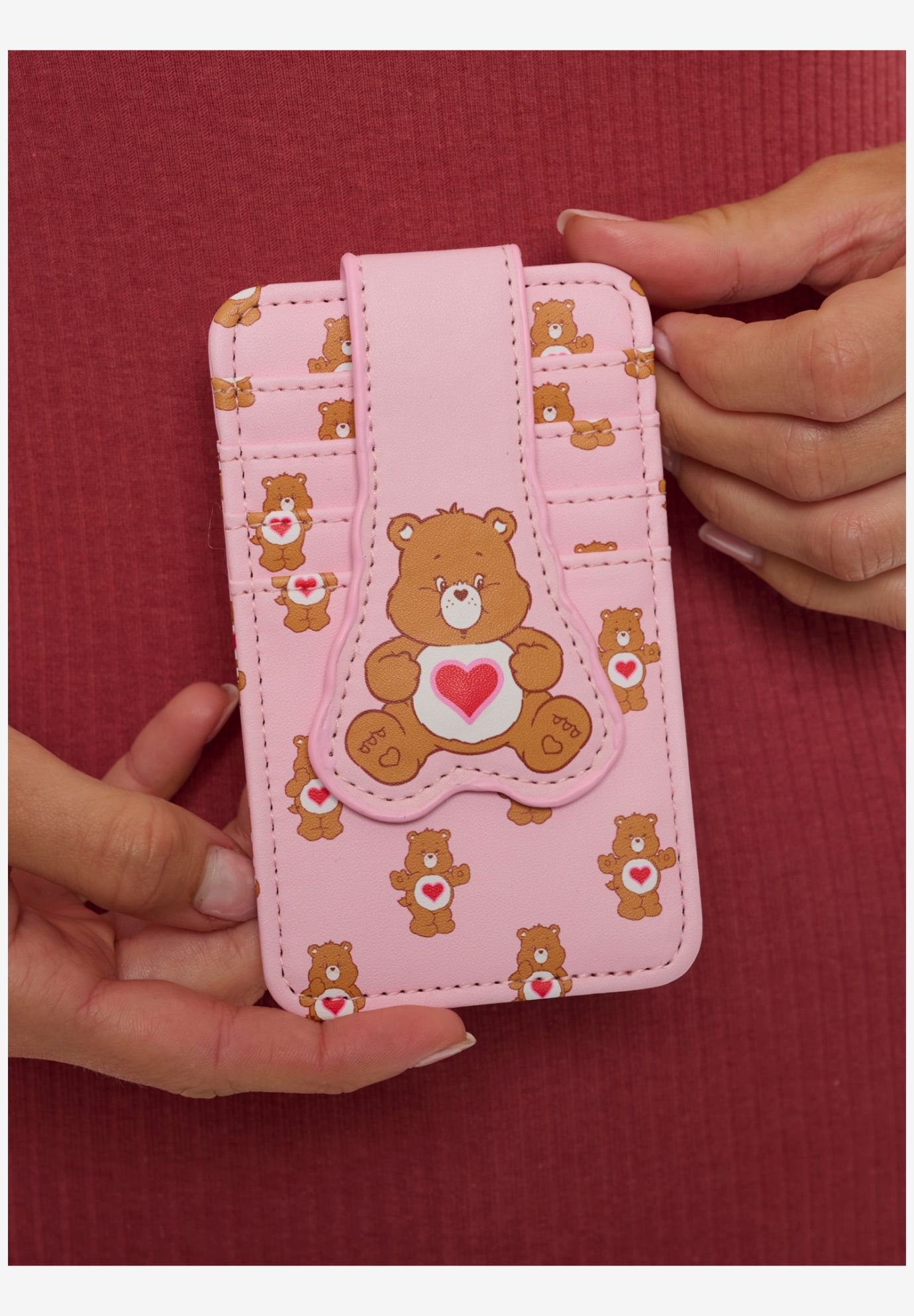 Womens Care Bears Card Holder Wallet Button Snap Closure Tenderheart, PINK, alternate image number 5
