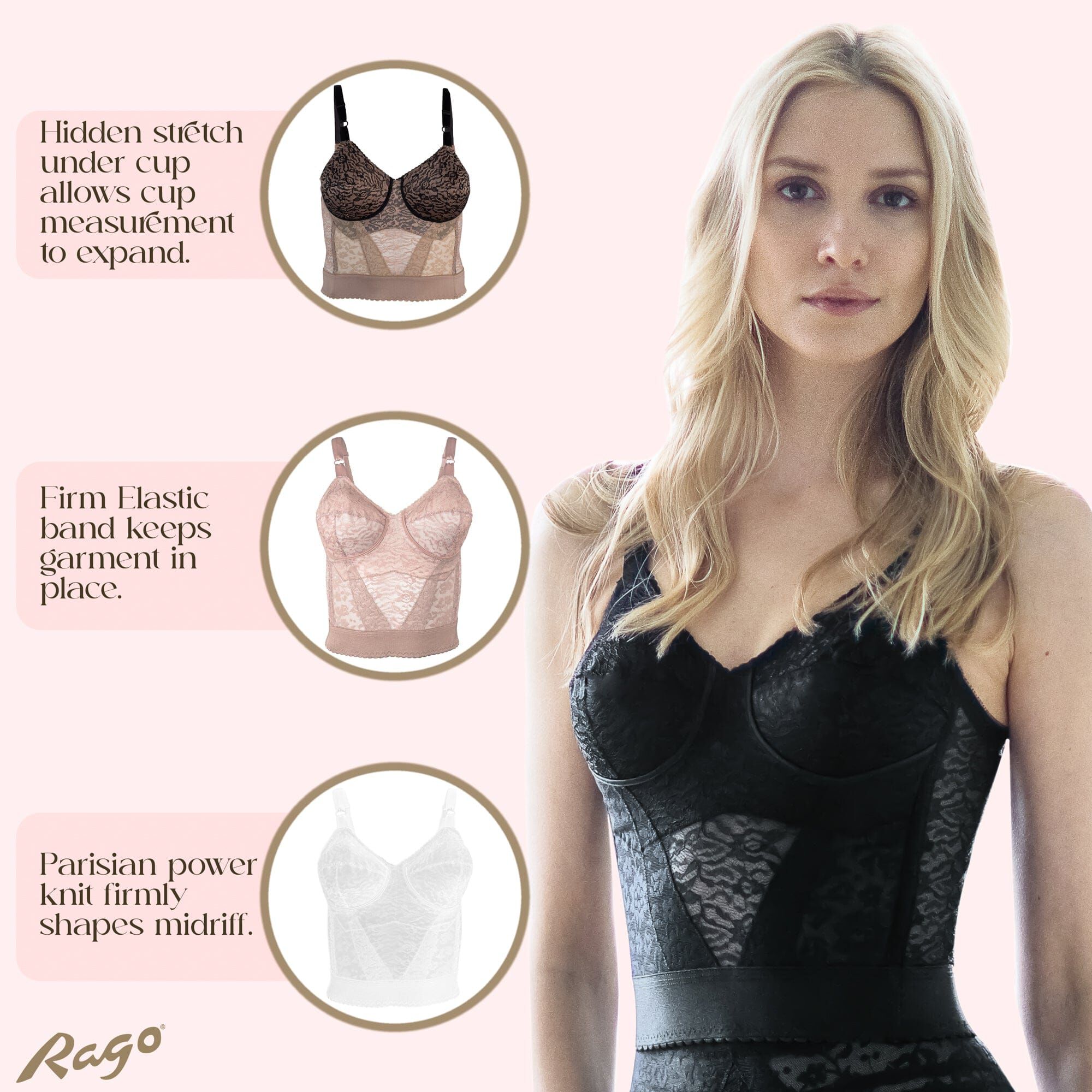Expandable Cups Longline Bra, BLACK, alternate image number 6