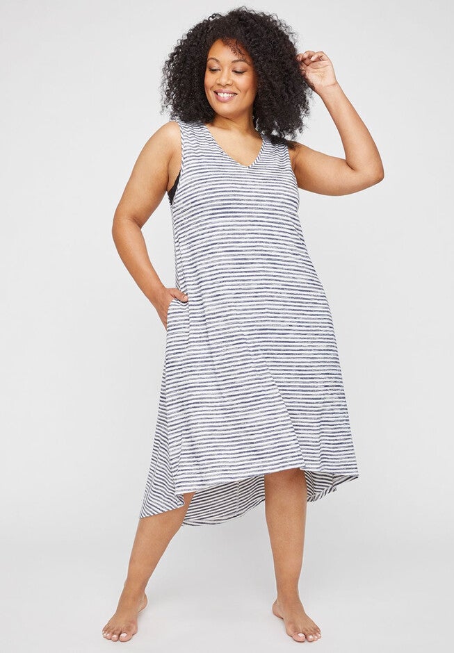 Sea Breeze High-Low Swim Cover-Up, MARINER NAVY, hi-res image number null