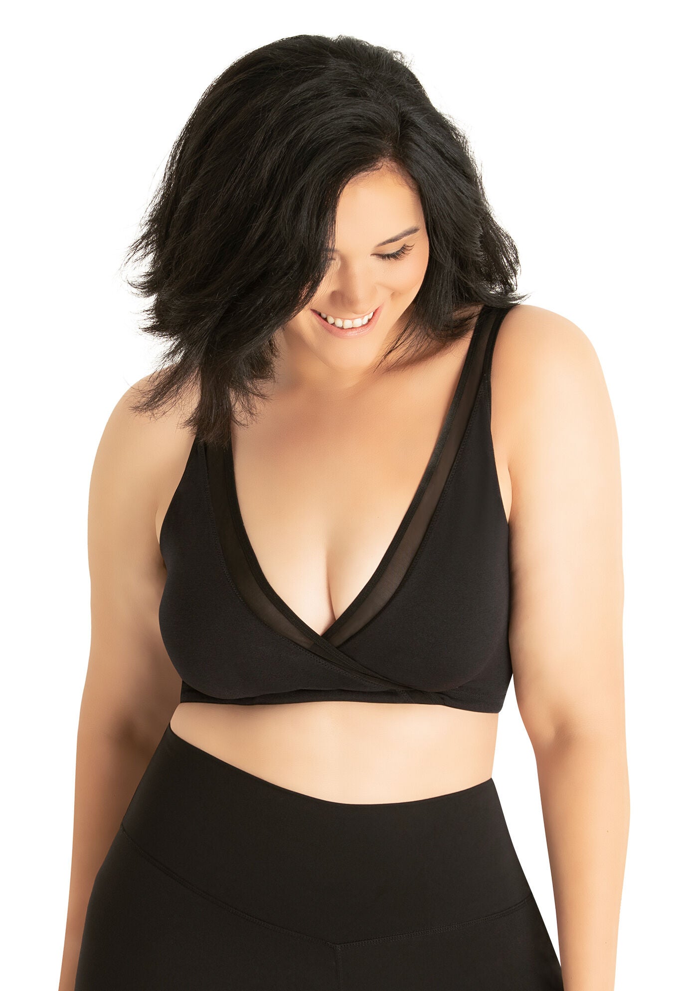 The Charlene Seamless Comfort Crossover with Mesh, BLACK, hi-res image number 0