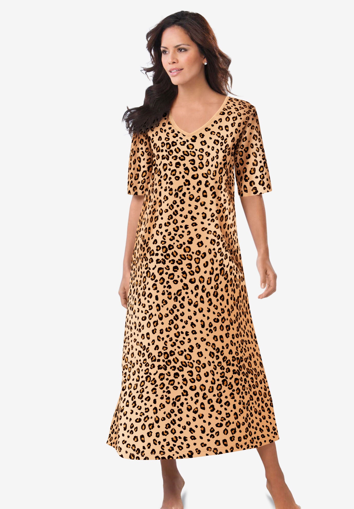 Matching Long Single Sleepshirt & Slipper, Classic Leopard, , hi-res image number 0